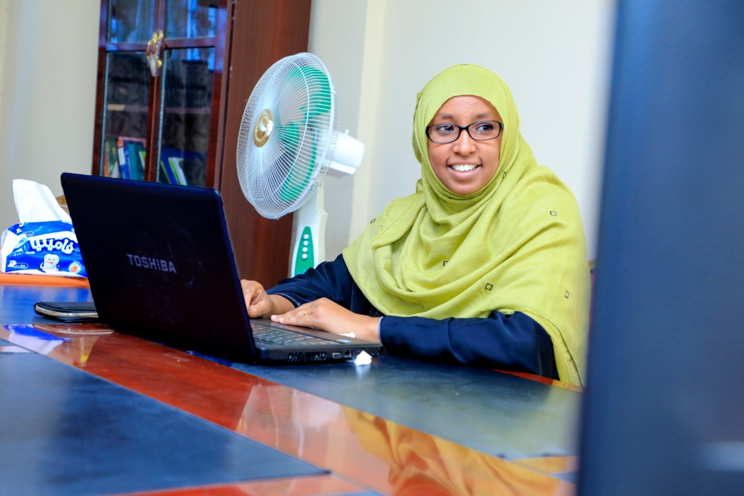 Saida Abdirahman Omar, Associate Dean, Borama Campus, Amoud University School of Postgraduate Studies and Research (AUSPGSR), during the online Research Proposal Viva Voce for second year Masters Degree Students held at AUSPGSR, Borama Campus, June 2020 at the peak of covid-19 pandemic following closure of all learning institutions by the government in order to mitigate negative effects associated with covid-19.