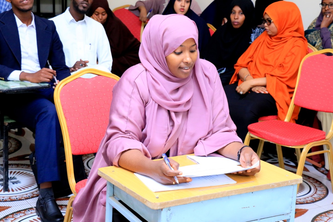 A student keenly listening to questions from the panelists, at Amoud University School of Postgraduate Studies and Research (ASPGSR), during the Research Proposal Viva Voce conducted on Monday, January 24th, 2020 at Amoud University School of Postgraduate Studies and Research (ASPGSR), Hargeisa Campus. A student keenly listening to questions from the panelists, at Amoud University School of Postgraduate Studies and Research (ASPGSR), during the Research Proposal Viva Voce conducted on Monday, January 24th, 2020 at Amoud University School of Postgraduate Studies and Research (ASPGSR), Hargeisa Campus.